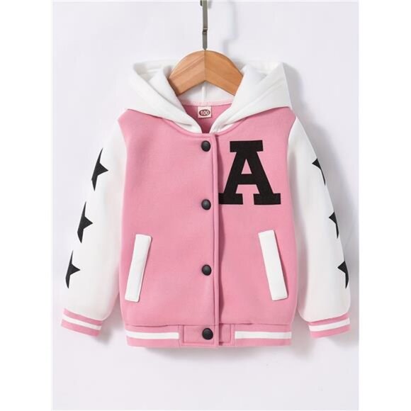 Other - Fleece Coat, Autumn and Winter Daily Casual Hooded Long-Sleeved, Pink & White